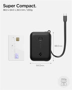 Spigen Essential 10,000 mAh 30W Power Bank (Built-in Cable), black EA3010BT
