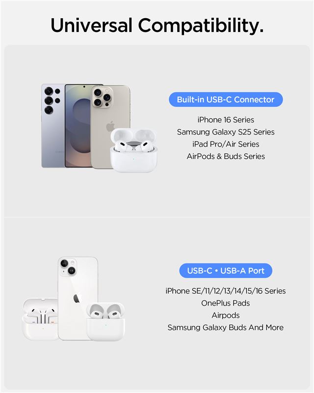 Spigen Essential 10,000 mAh 30W Power Bank (Built-in Cable), black EA3010BT