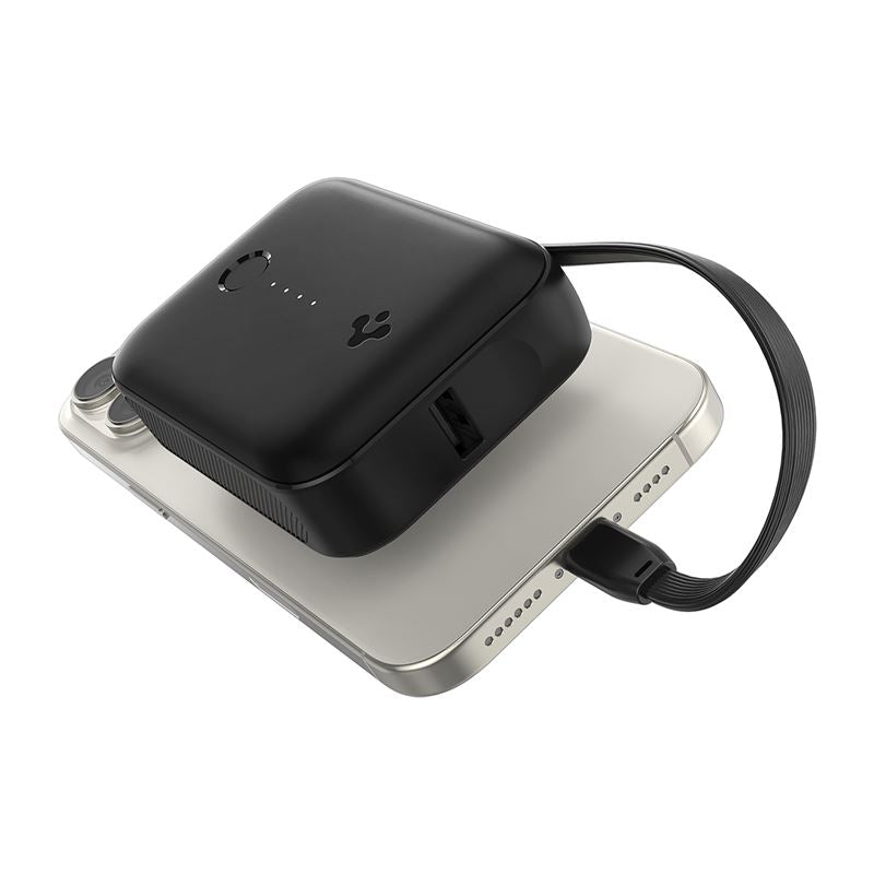 Spigen Essential 10,000 mAh 30W Power Bank (Built-in Cable), black EA3010BT