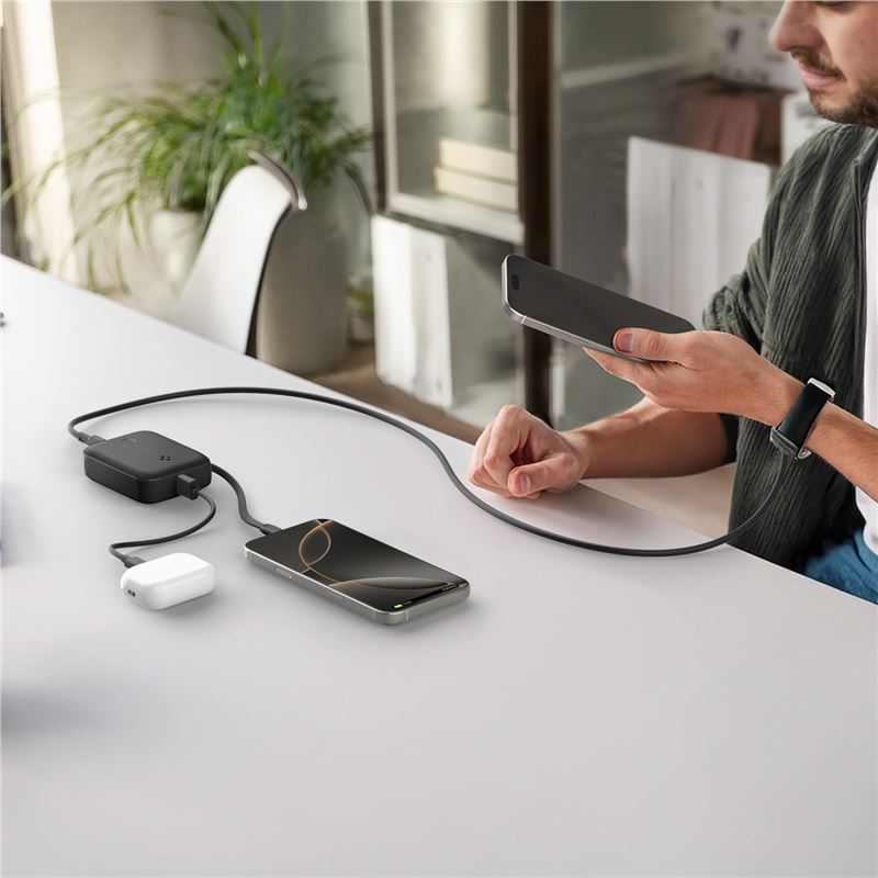 Spigen Essential 10,000 mAh 30W Power Bank (Built-in Cable), black EA3010BT