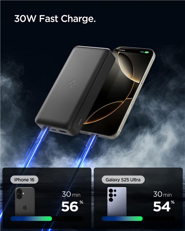 Spigen Essential 30,000mAh 30W Portable Charger, black EA3030