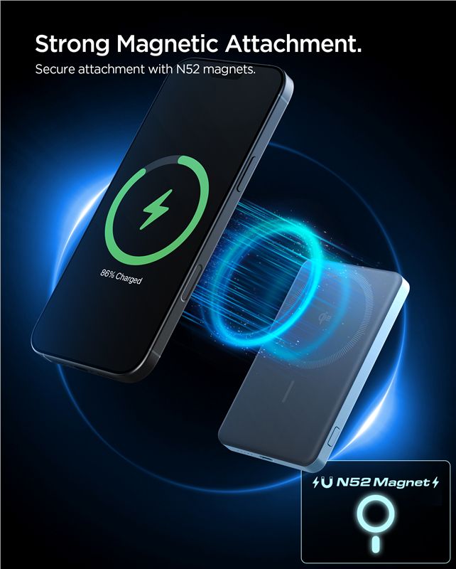 Spigen Essential 5000mAh 22.5W MagSafe prenosná nabíjačka, tyrkysová modrá EA2205MQ