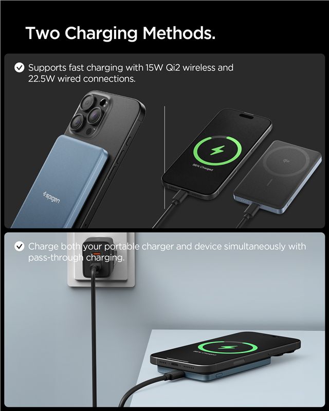 Spigen Essential 5000mAh 22.5W MagSafe prenosná nabíjačka, tyrkysová modrá EA2205MQ