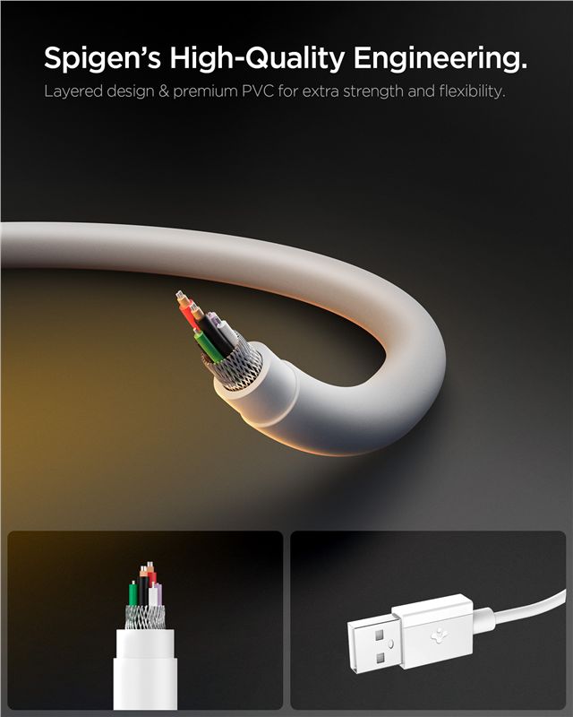 Spigen Essential USB A to USB C 60W Cable, white EB6010AC