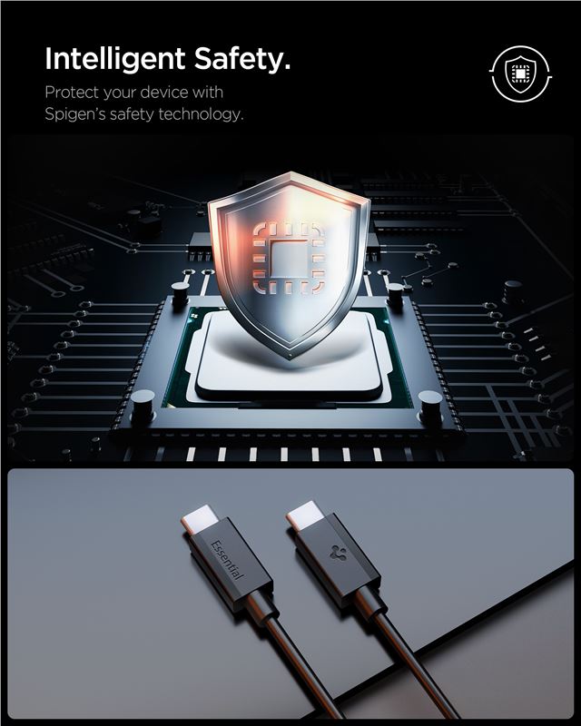 Spigen Essential USB C na USB C 60W kábel, čierny EB6020CC