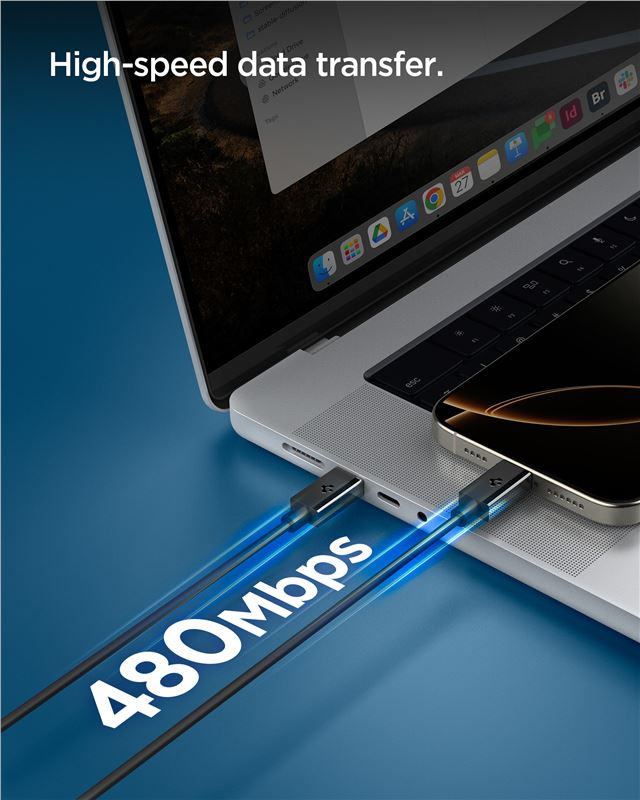 Spigen Essential USB C na USB C 60W kábel, čierny EB6020CC