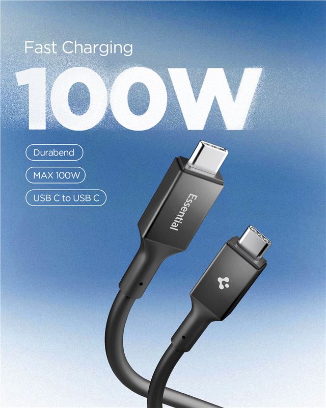 Spigen Essential USB C to USB C 100W Cable, black EB10010CC