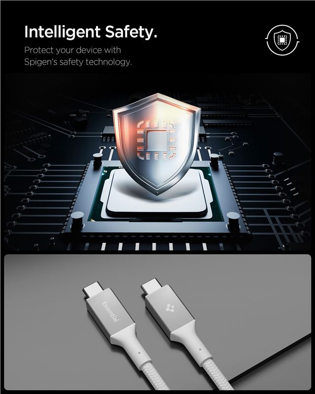 Spigen Essential USB C to USB C 100W Fabric Cable, white EB10015CC