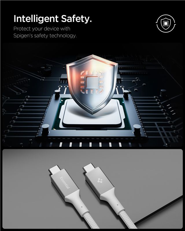 Spigen Essential USB C na USB C 240W Látkový kábel, biely EB24015CC