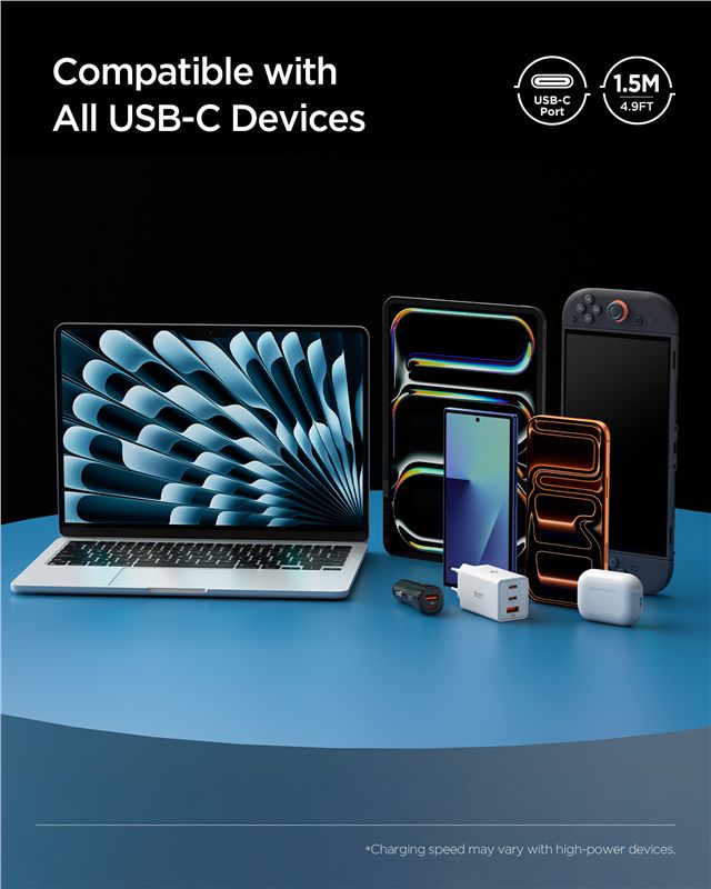 Spigen Essential USB C na USB C 240W Látkový kábel, biely EB24015CC