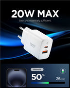 Spigen Essential 20W Wall Charger EE202EU, white