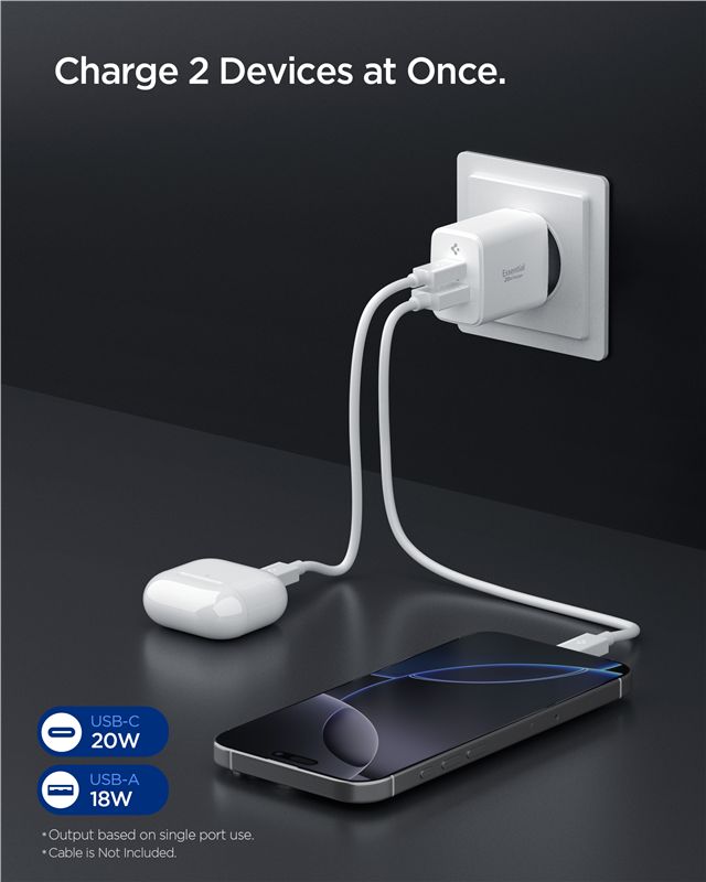 Spigen Essential 20W Wall Charger EE202EU, white