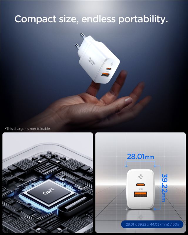 Spigen Essential 20W Wall Charger EE202EU, white