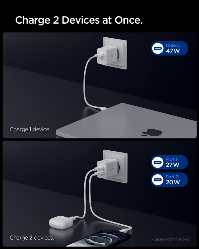 Spigen Essential 47W Wall Charger EE472EU, white