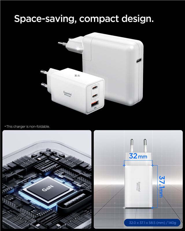 Spigen Essential 67W Wall Charger EE673EU, white