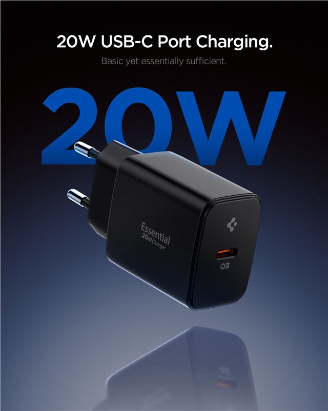 Spigen Essential 20W Wall Charger EE201EU, black