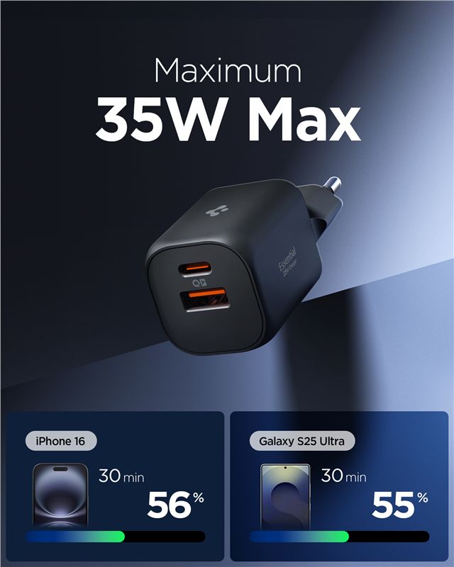 Spigen Essential 35W Wall Charger EE352EU, black