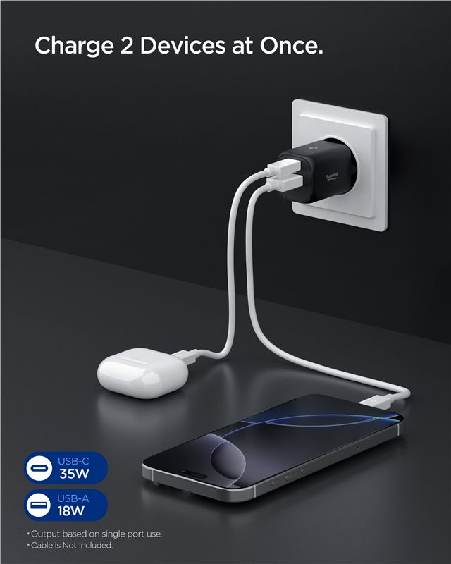 Spigen Essential 35W Wall Charger EE352EU, black