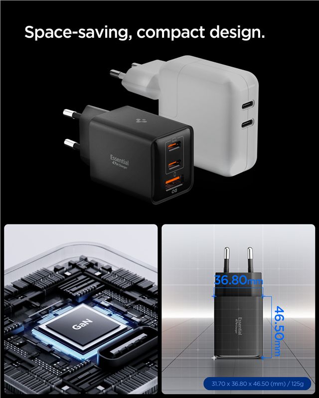 Spigen Essential 47W Wall Charger EE473EU, black