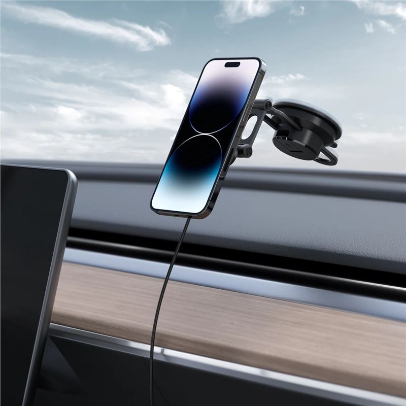 Spigen OneTap 3 Pro Wireless Car Charger Mount MagSafe Dashboard/Windshield ITS35W-3, Black