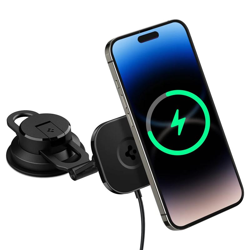 Spigen OneTap 3 Pro Wireless Car Charger Mount MagSafe Dashboard/Windshield ITS35W-3, Black
