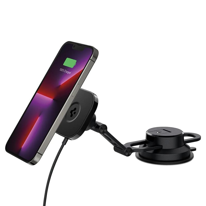 Spigen OneTap 3 Pro Wireless Car Charger Mount MagSafe Dashboard/Windshield ITS35W-3, Black