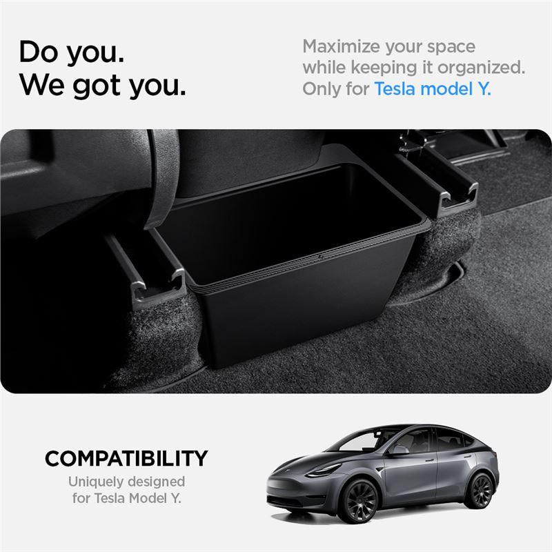 Spigen Tesla Rear Under Air Outlet Storage Box, black - Tesla Model Y