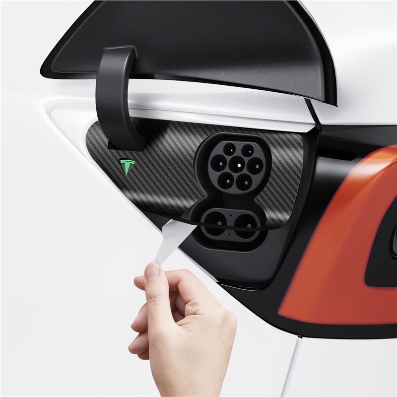 Spigen Tesla Protective Film and Wrap Set for Charge Port (EU), carbon - Tesla Model Y/3