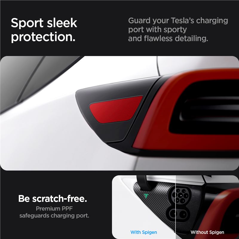 Spigen Tesla Protective Film and Wrap Set for Charge Port (EU), carbon - Tesla Model Y/3