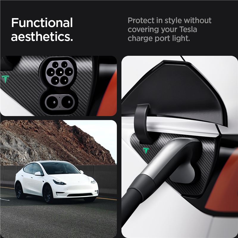 Spigen Tesla Protective Film and Wrap Set for Charge Port (EU), carbon - Tesla Model Y/3