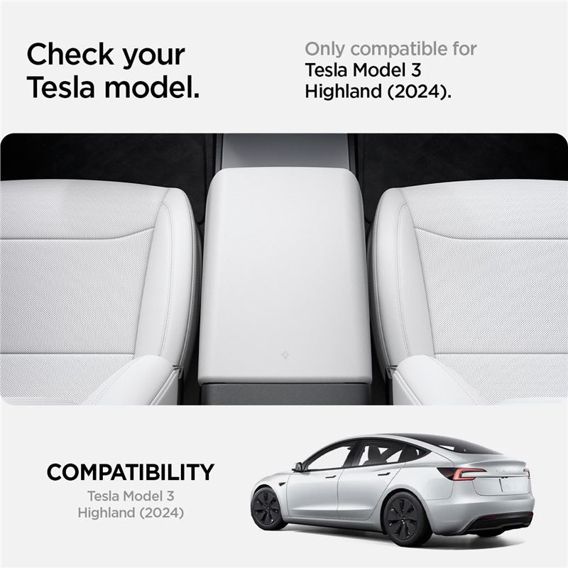 Spigen Tesla poťah lakťovej opierky, biely - Tesla Model 3 2024