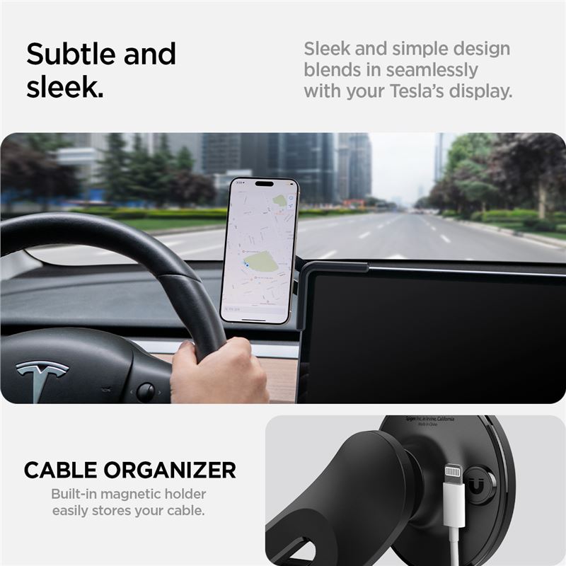 Spigen Tesla TapLock MagSafe Car Mount Holder, black - Screen