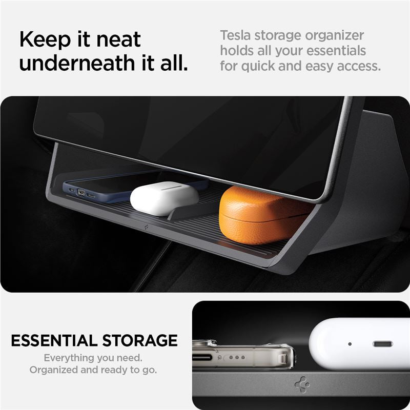 Spigen Tesla Under Screen Storage Organizer, čierny - Tesla Model 3 2024