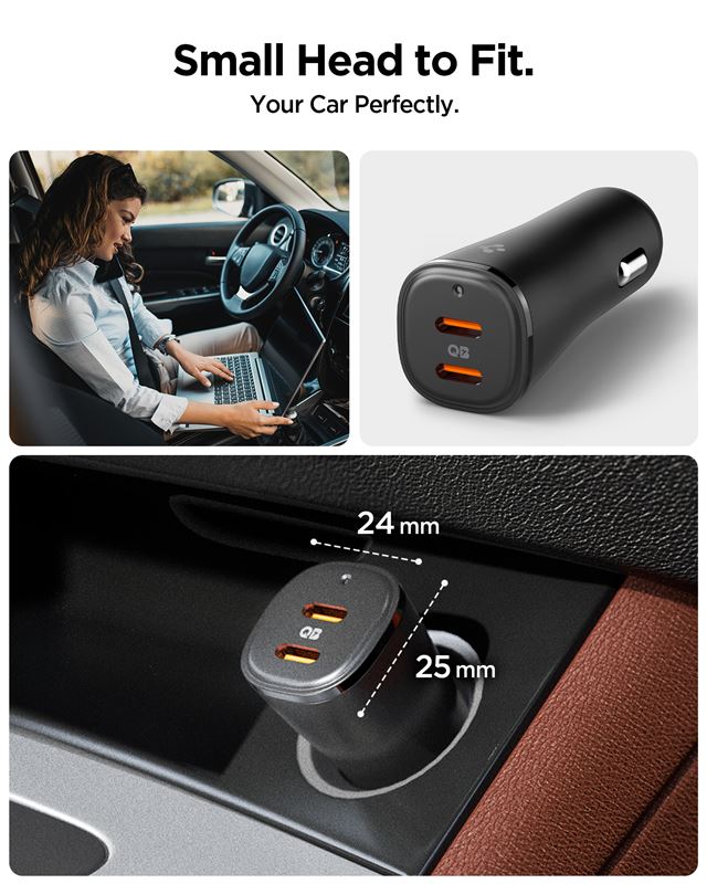 Spigen Essential 50W Car Charger EV502, black