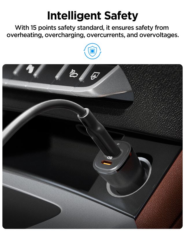 Spigen Essential 50W Car Charger EV502, black