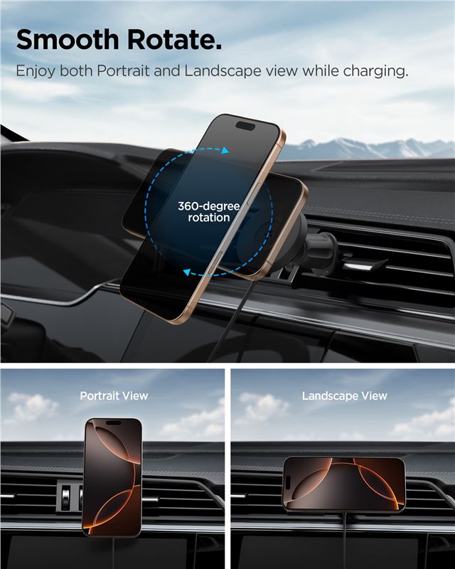 Spigen OneTap Pro 4 MagSafe Car Mount Charger, black - Wireless / AirVent Hook