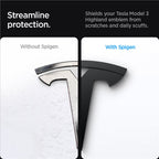 Spigen Tesla kryt emblému na prednú stranu, čierny – Tesla Model 3 2024