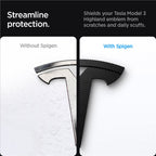 Spigen Tesla Front Emblem Logo Full Cover, karbón - Tesla Model 3 2024