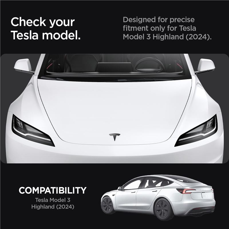 Spigen Tesla Front Emblem Logo Full Cover, karbón - Tesla Model 3 2024