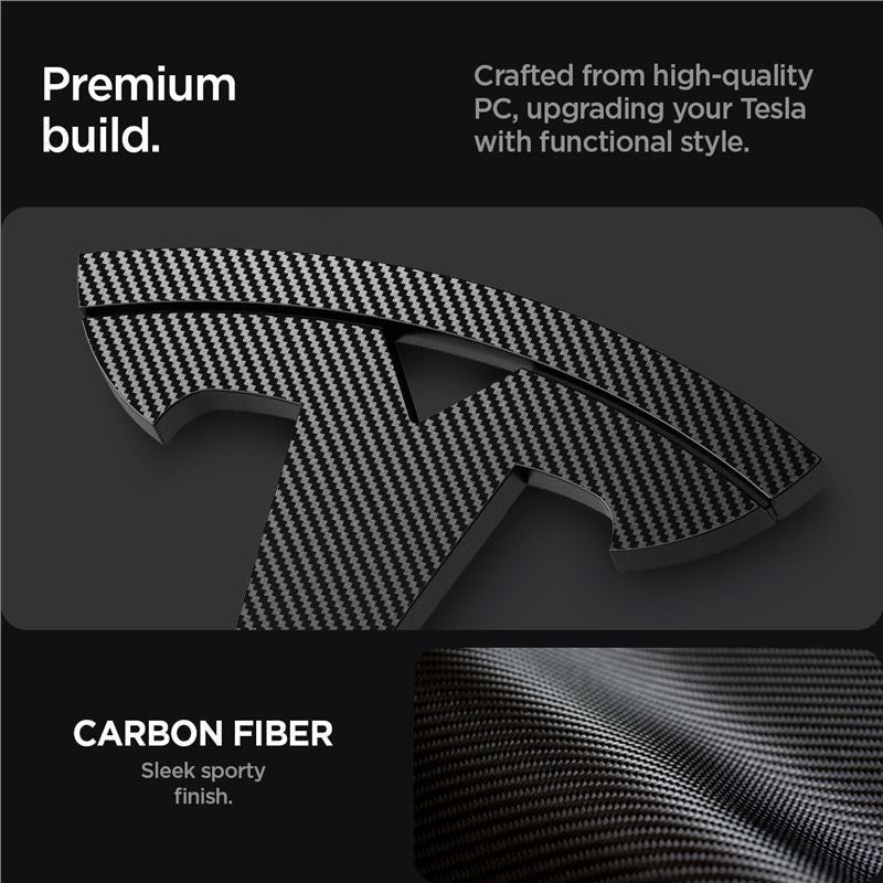 Spigen Tesla Front Emblem Logo Full Cover, karbón - Tesla Model 3 2024