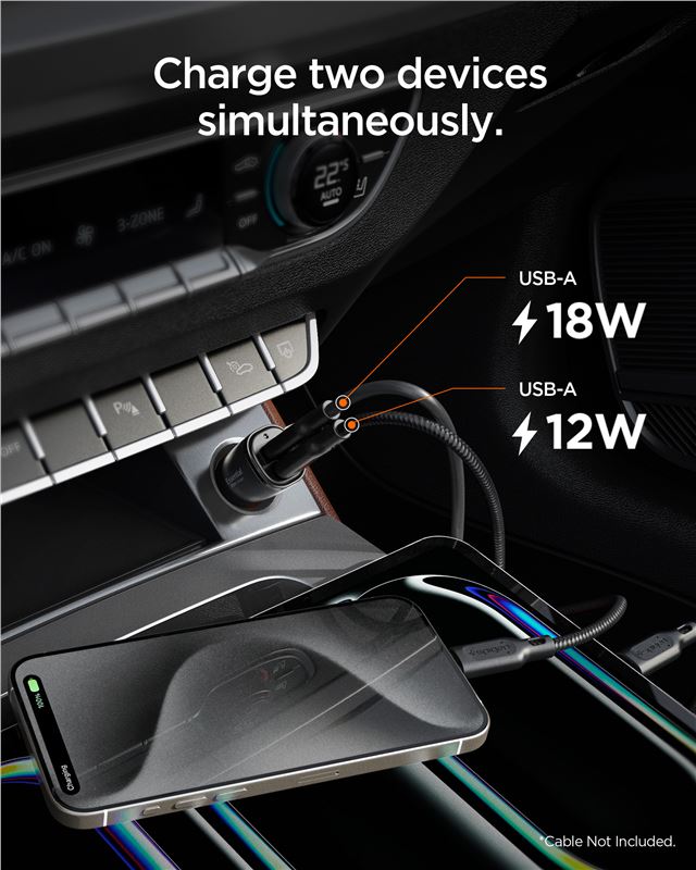 Spigen Essential 30W Car Charger EV302, black