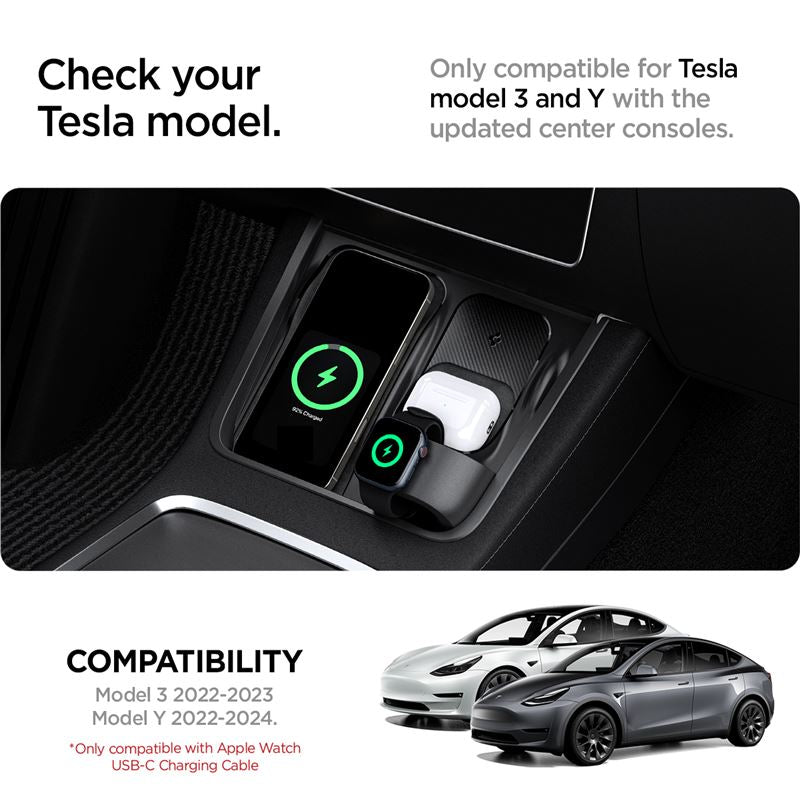 Spigen Tesla 3 v 1 bezdrôtová nabíjacia stanica, čierna - Tesla Model Y/3