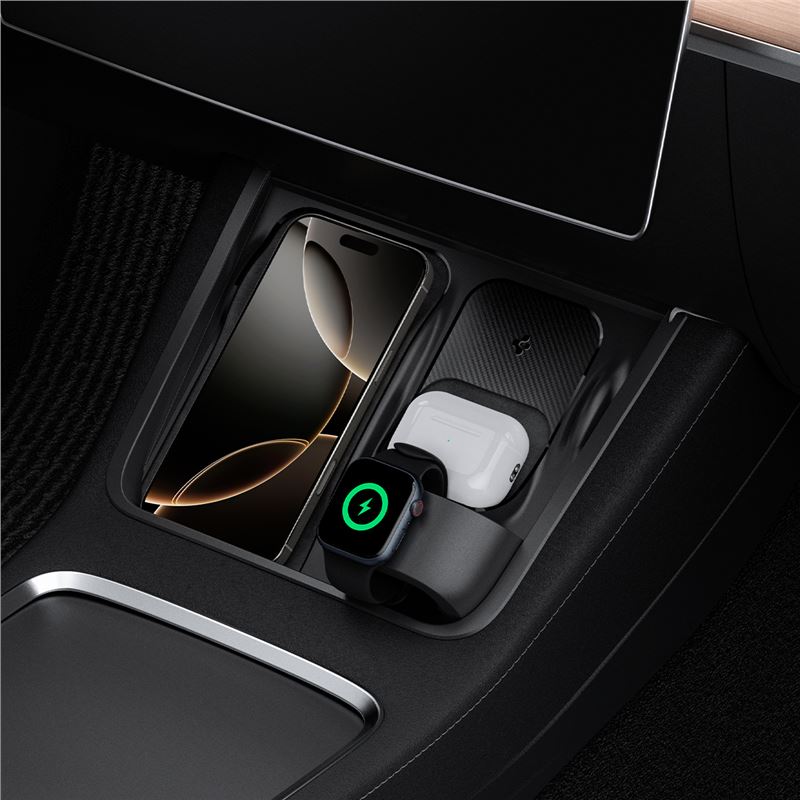 Spigen Tesla 3 v 1 bezdrôtová nabíjacia stanica, čierna - Tesla Model Y/3
