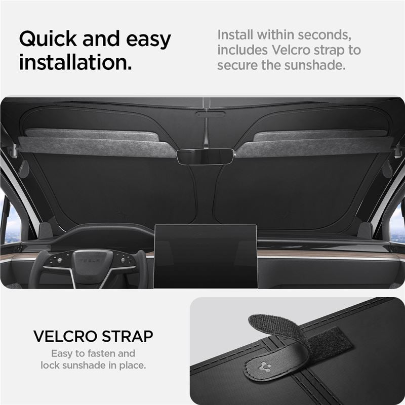 Spigen Tesla Car Front Windshield Sunshade, black - Tesla Model X