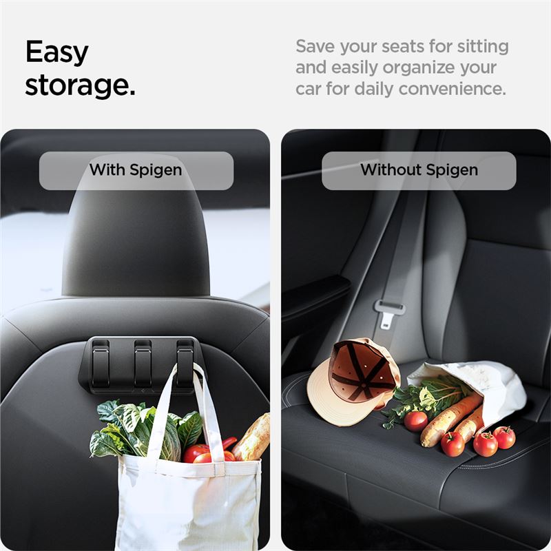 Spigen Tesla Car Seat Hook Holder, black - Tesla Model Y/3