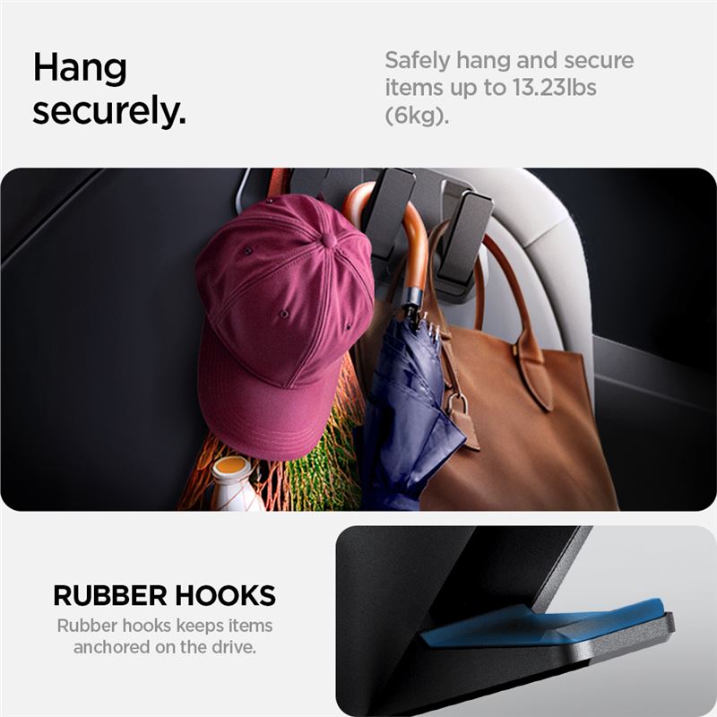 Spigen Tesla Car Seat Hook Holder, black - Tesla Model Y/3