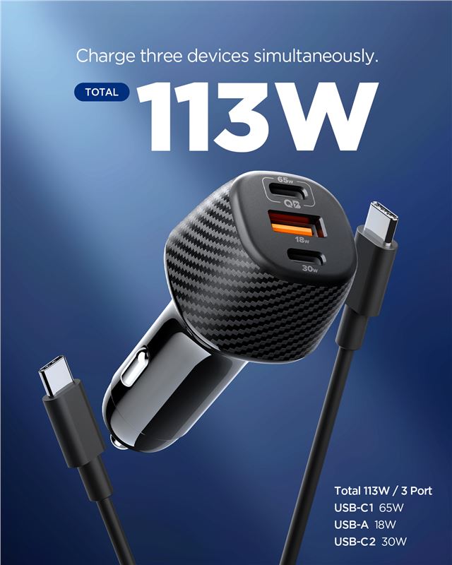 Spigen Essential 113W Car Charger EV1133, black