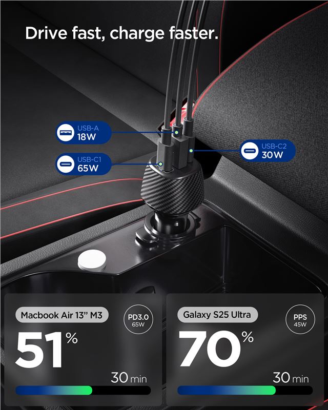 Spigen Essential 113W Car Charger EV1133, black