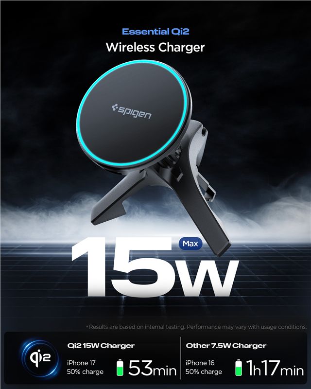 Spigen Essential MagSafe Wireless Car Charger EV15MAQ, black - Air vent
