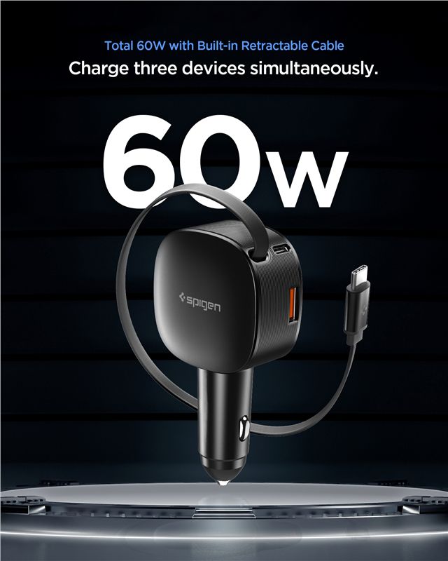 Total output 60W: enables fast charging of up to three devices simultaneously